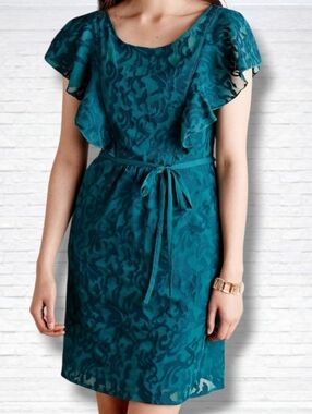 Anthropologie X Moulinette Soeurs Green Flutter Sleeve Midi Dress Size 6
